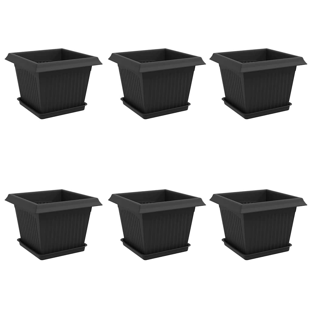 Vasi per Piante 6 pcs Nero 23 x 23 x 17,5 cm Plastica | homemem39
