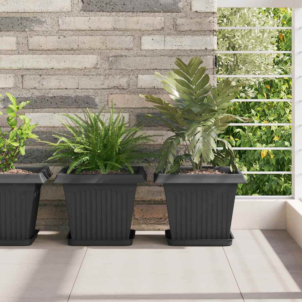 Vasi per Piante 6 pcs Nero 28,5 x 28,5 x 22 cm Plastica | homemem39