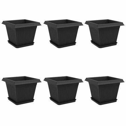 Vasi per Piante 6 pcs Nero 28,5 x 28,5 x 22 cm Plastica | homemem39