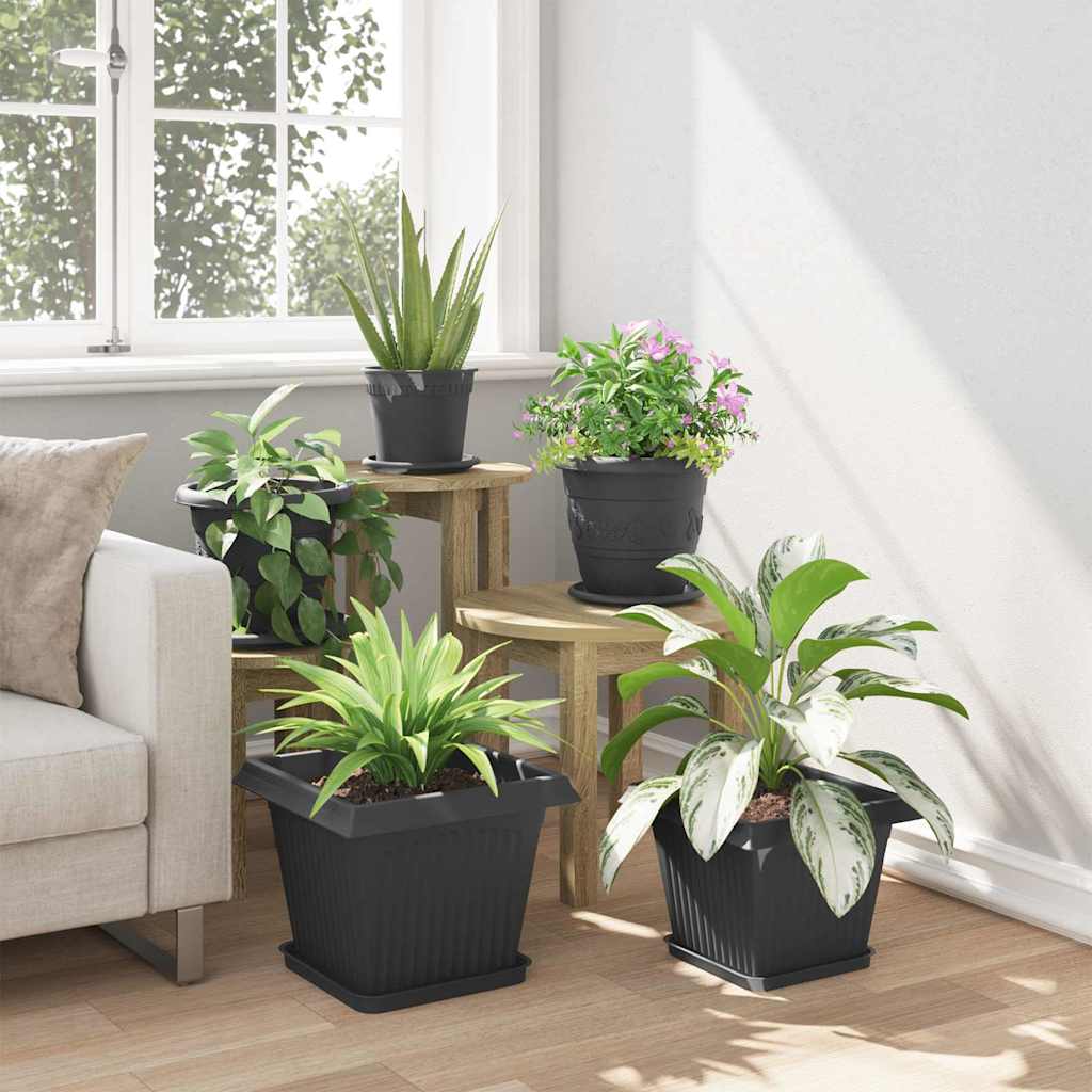 Vasi per Piante 6 pcs Nero 33 x 33 x 26 cm Plastica | homemem39