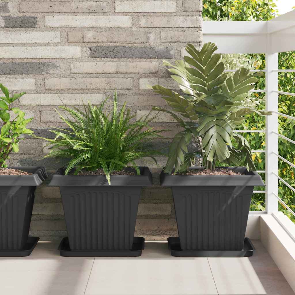 Vasi per Piante 6 pcs Nero 38 x 38 x 30 cm Plastica