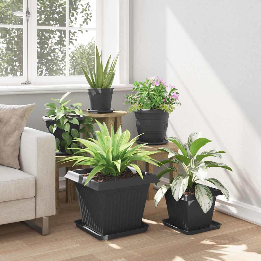 Vasi per Piante 6 pcs Nero 38 x 38 x 30 cm Plastica | homemem39