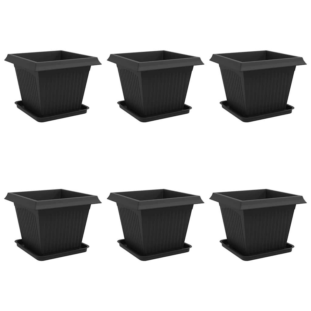 Vasi per Piante 6 pcs Nero 43 x 43 x 33,5 cm Plastica | homemem39