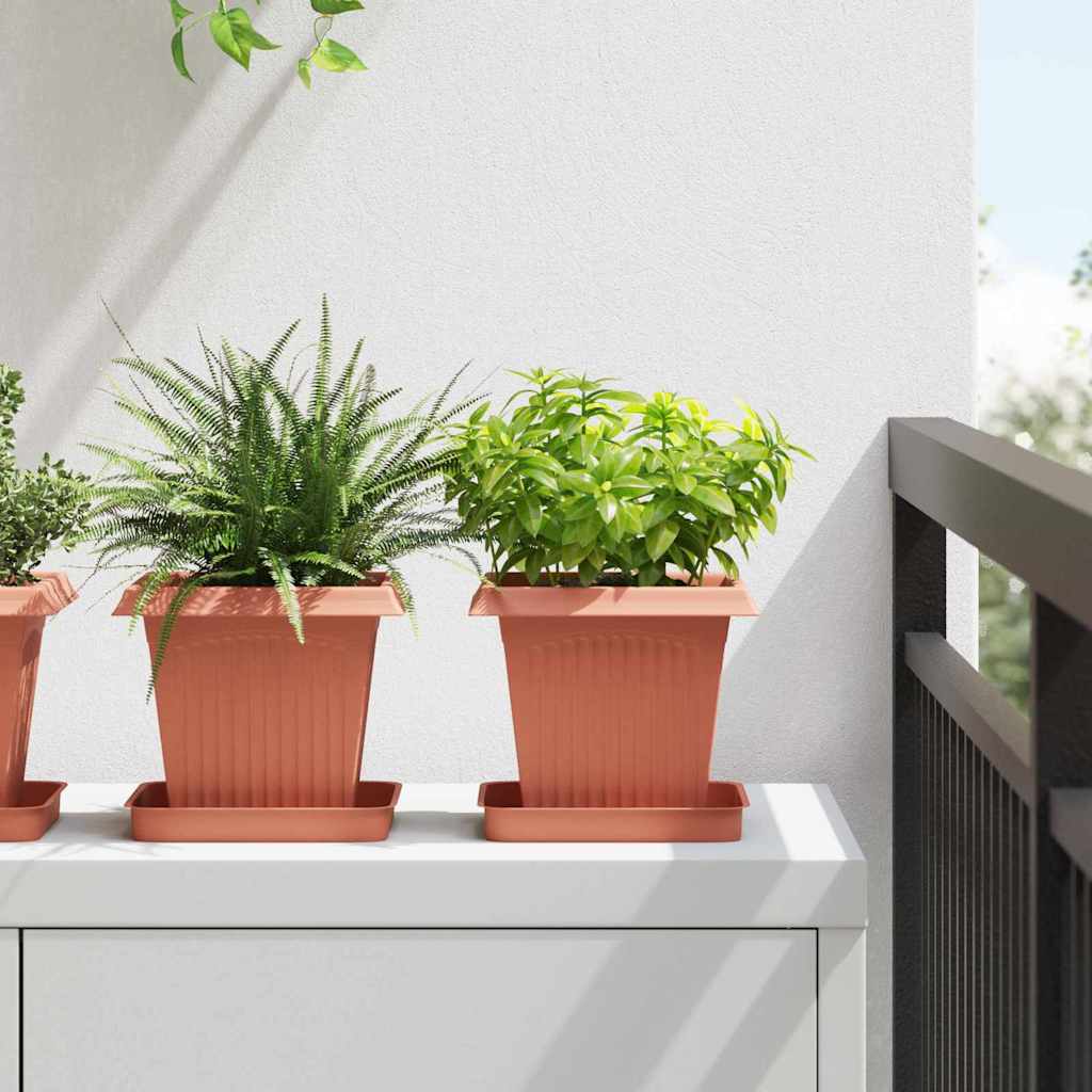 Vasi per Piante 24 pcs Rosso Mattone 16 x 16 x 14 cm Plastica | homemem39