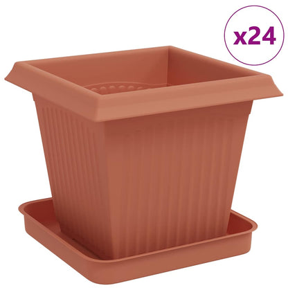Vasi per Piante 24 pcs Rosso Mattone 16 x 16 x 14 cm Plastica | homemem39