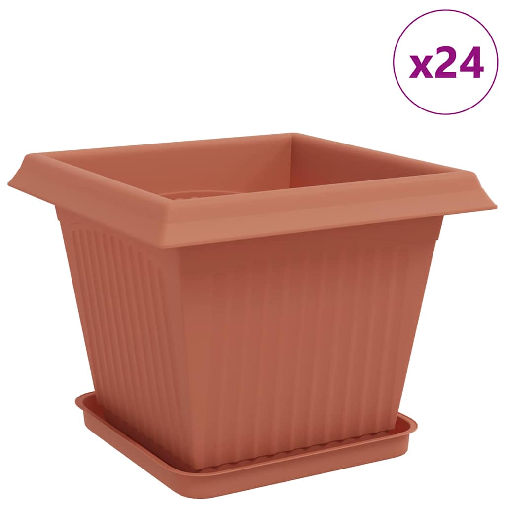 Vasi per Piante 24 pcs Rosso Mattone 33 x 33 x 26 cm Plastica | homemem39