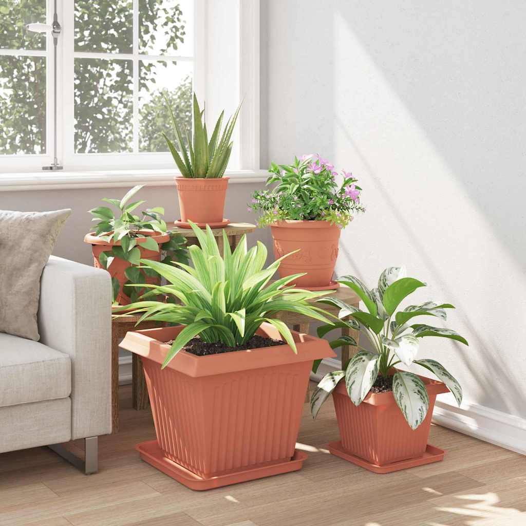Vasi per Piante 24 pcs Rosso Mattone 43 x 43 x 33,5 cm Plastica | homemem39