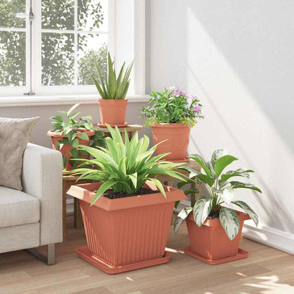 Vasi per Piante 24 pcs Rosso Mattone 43 x 43 x 33,5 cm Plastica | homemem39