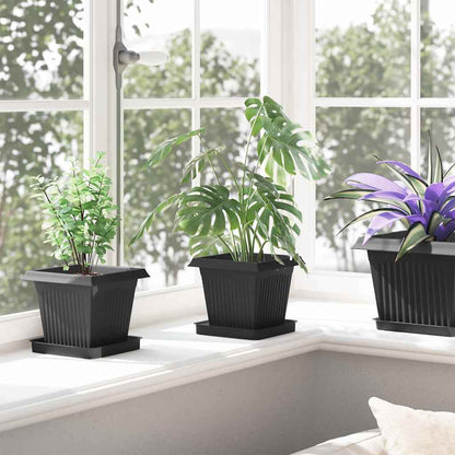 Vasi per Piante 24 pcs Nero 16 x 16 x 14 cm Plastica | homemem39