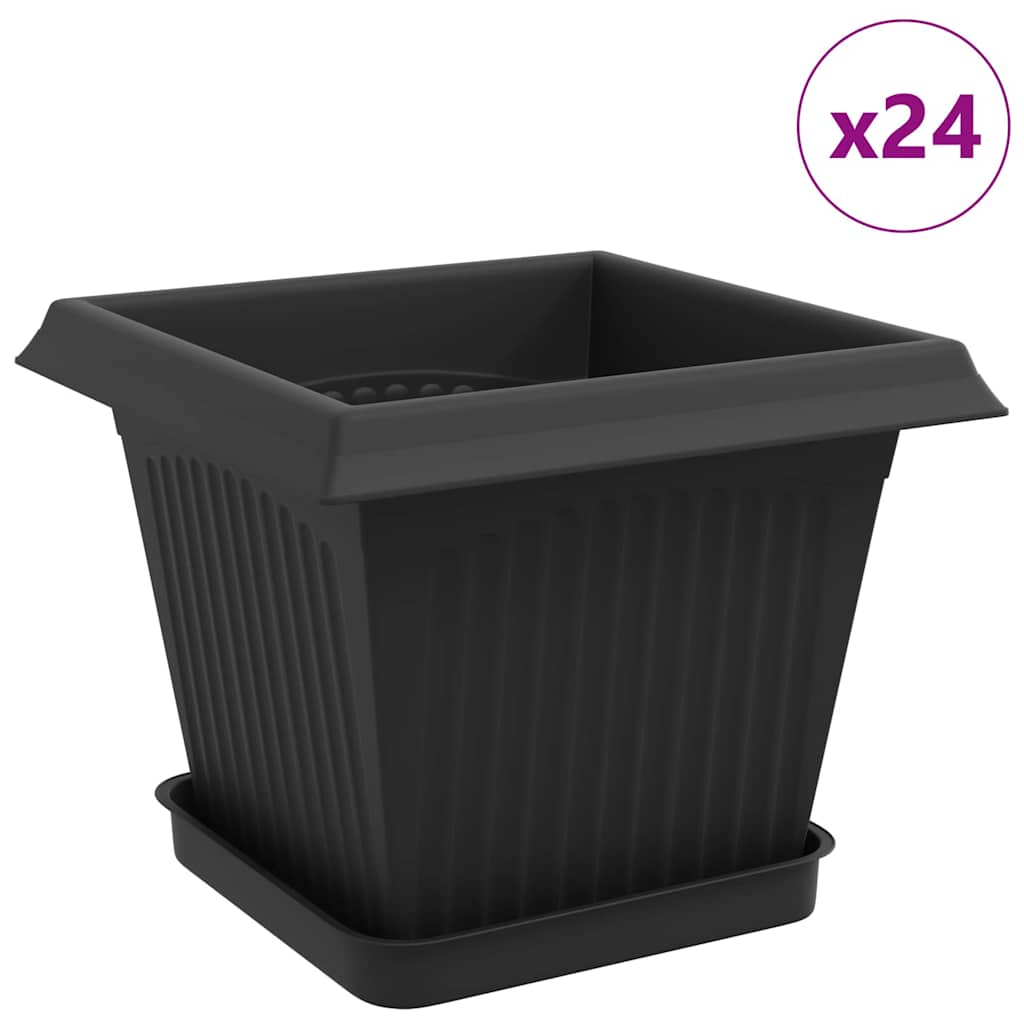 Vasi per Piante 24 pcs Nero 20 x 20 x 16 cm Plastica | homemem39