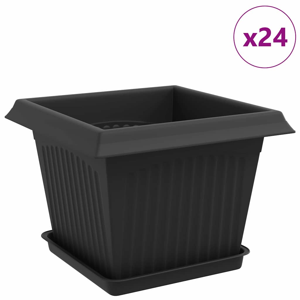 Vasi per Piante 24 pcs Nero 23 x 23 x 17,5 cm Plastica