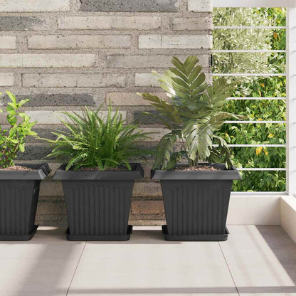Vasi per Piante 24 pcs Nero 28,5 x 28,5 x 22 cm Plastica | homemem39