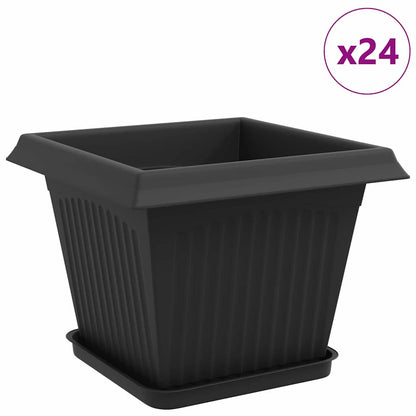 Vasi per Piante 24 pcs Nero 28,5 x 28,5 x 22 cm Plastica | homemem39