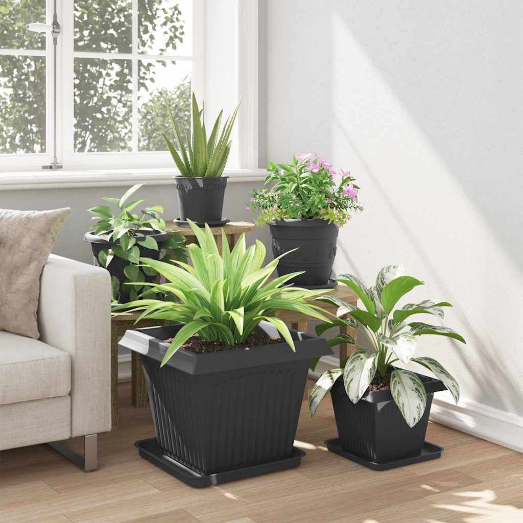 Vasi per Piante 24 pcs Nero 43 x 43 x 33,5 cm Plastica | homemem39