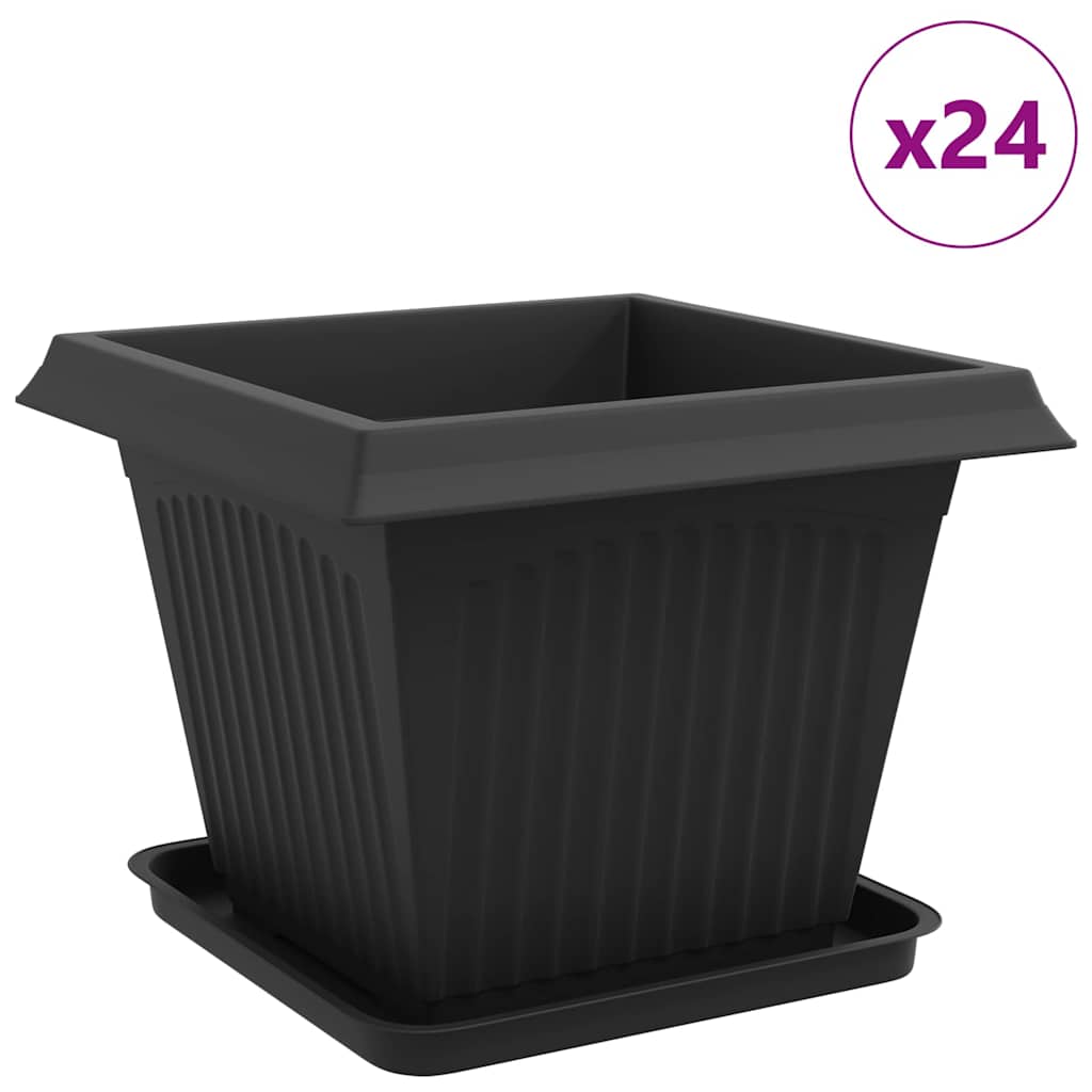 Vasi per Piante 24 pcs Nero 43 x 43 x 33,5 cm Plastica | homemem39