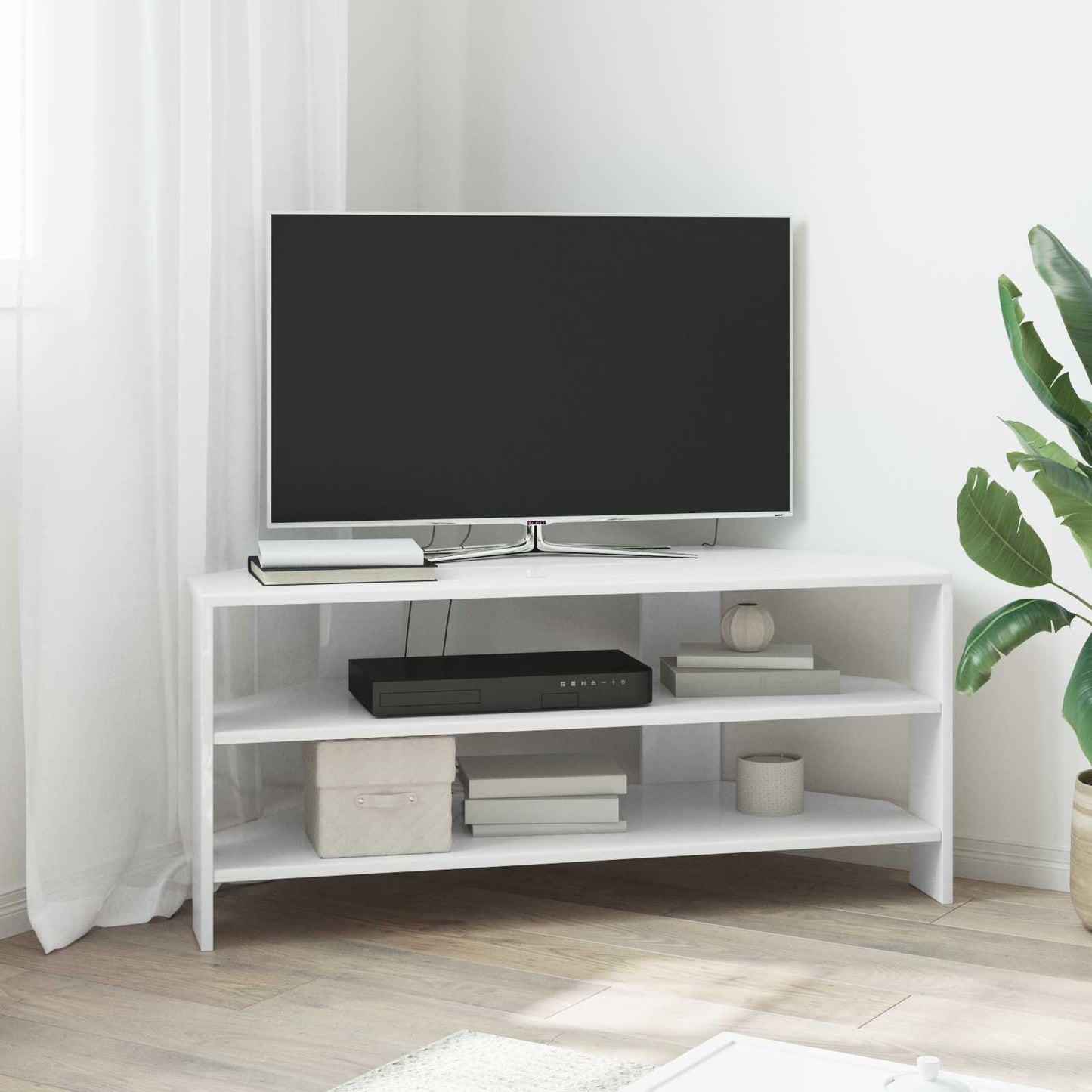 MobileTVAngolare Bianco ad Alto Lucido 102x40,5x45cm