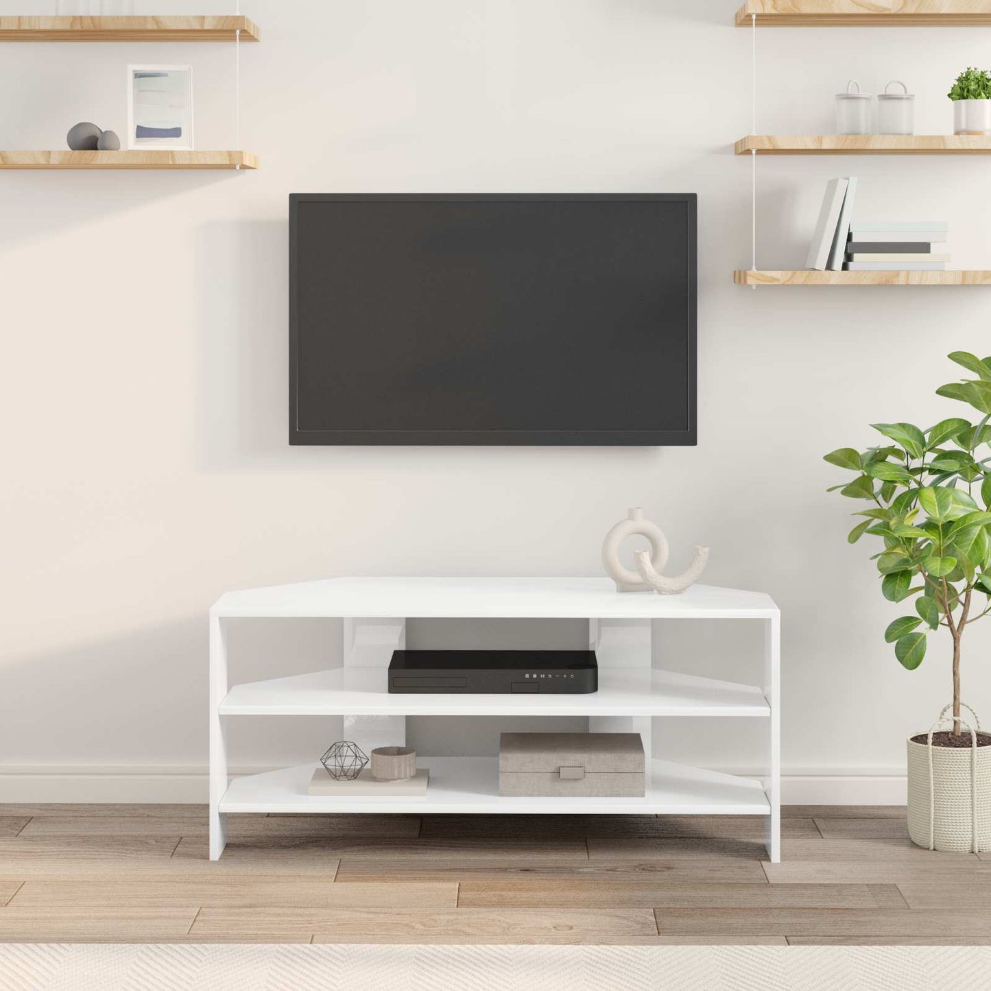 MobileTVAngolare Bianco ad Alto Lucido 102x40,5x45cm