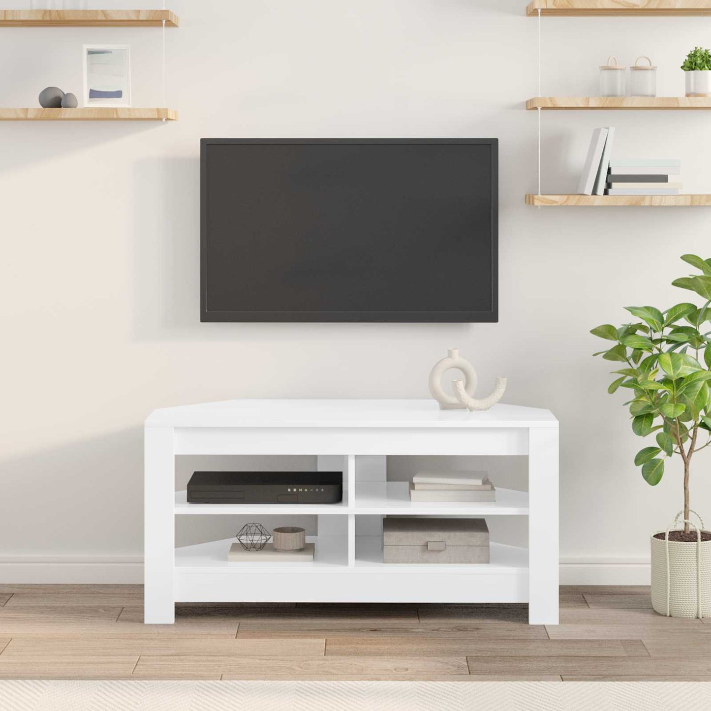 MobileTVAngolare 102 x 40,5 x 45 cm Bianco Legno ingegnerizzato