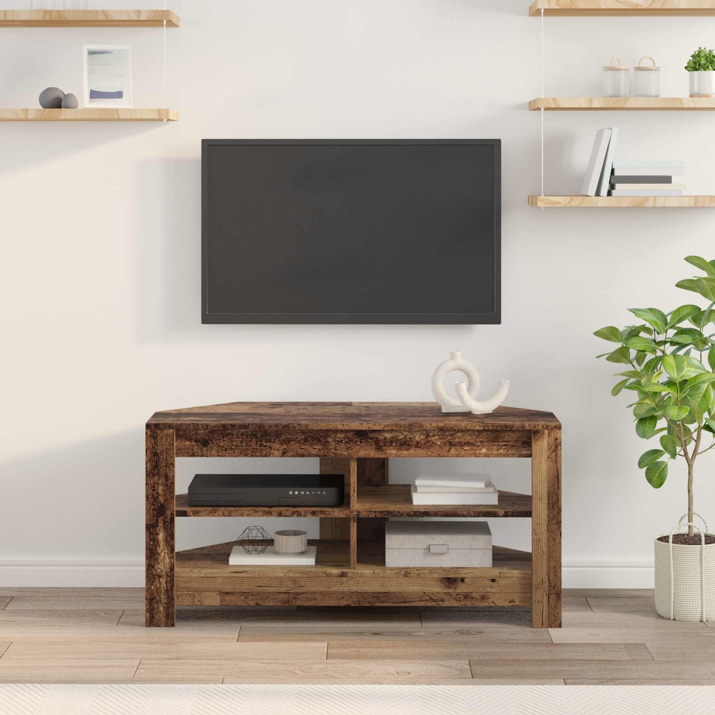 MobileTVAngolare 102 x 40,5 x 45 cm Legno vecchio