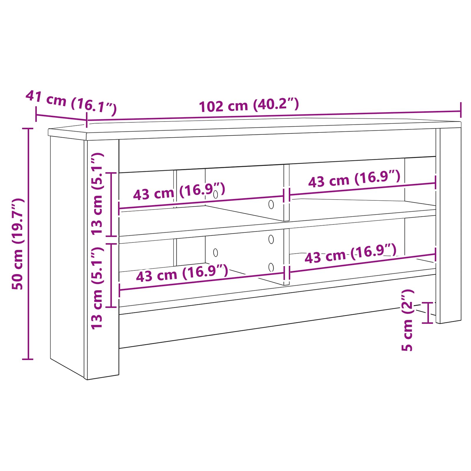 MobileTVAngolare 102 x 40,5 x 45 cm Legno vecchio | homemem39