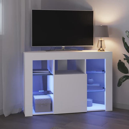 Mobile TV LED Angolare Bianco 100x40x68cm Legno multistrato