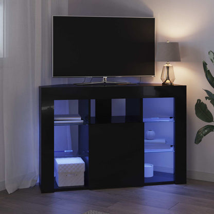 Mobile TV LED Angolare 100x40x68cm Nero Legno ingegnerizzato | homemem39