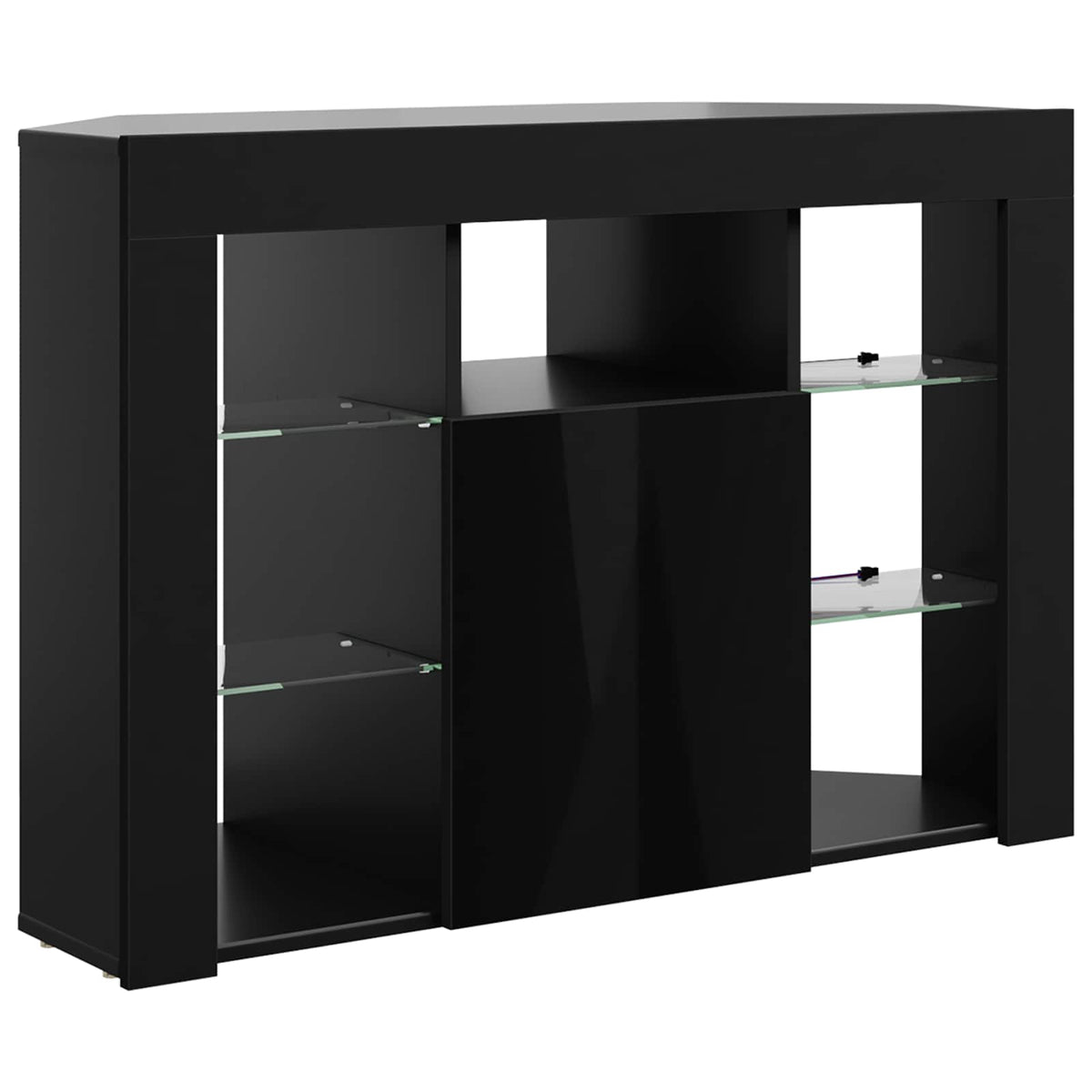 Mobile TV LED Angolare 100x40x68cm Nero Legno ingegnerizzato | homemem39