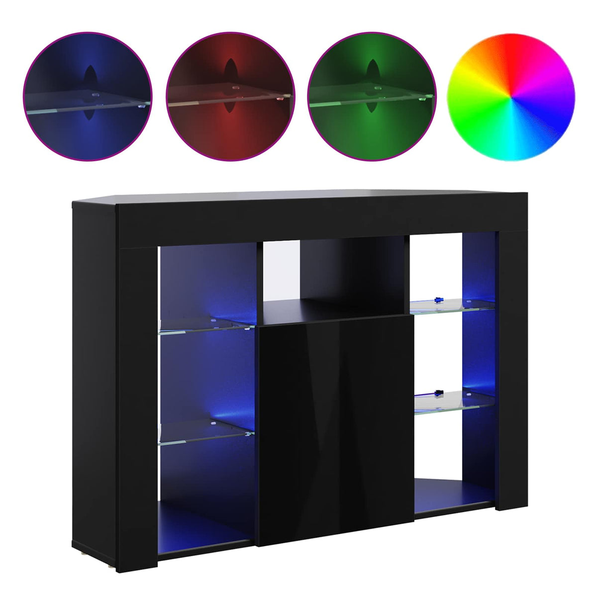 Mobile TV LED Angolare 100x40x68cm Nero Legno ingegnerizzato | homemem39