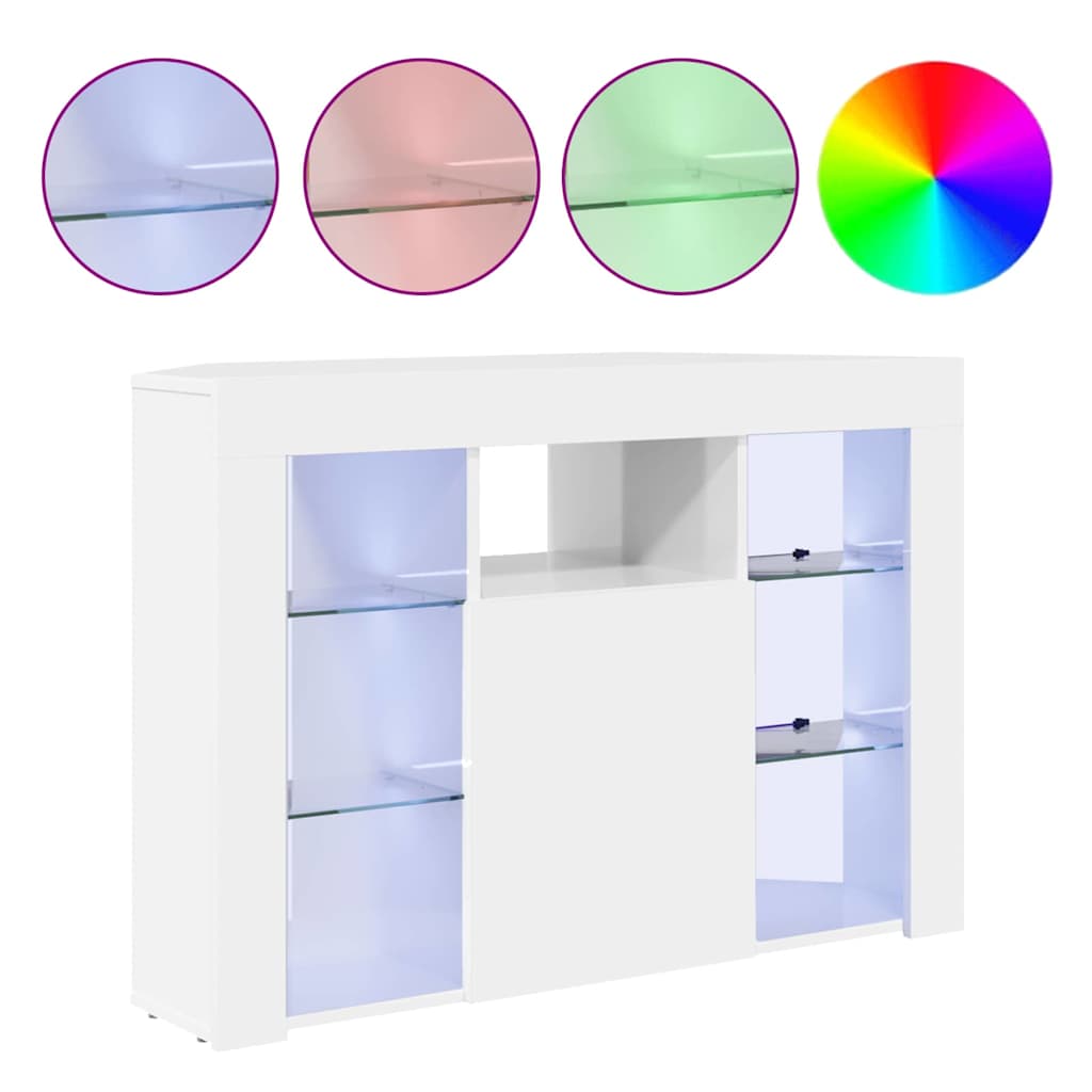 Mobile TV LED Angolare Bianco ad Alto Lucido 104 x 40 x 68 cm