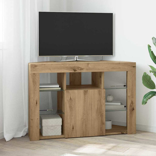 Mobile TV LED Angolare 100x40x68cm Rovere artigianale | homemem39