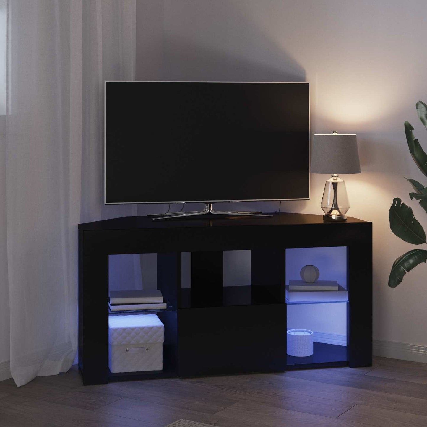 Mobile TV LED Angolare 100 x 40 x 50 cm Nero | homemem39