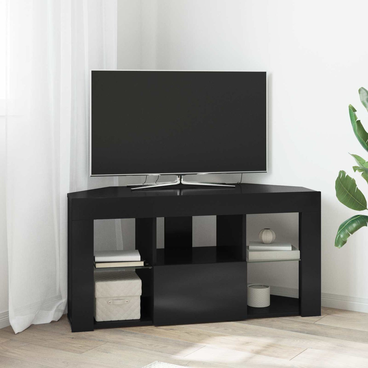 Mobile TV LED Angolare 100 x 40 x 50 cm Nero | homemem39