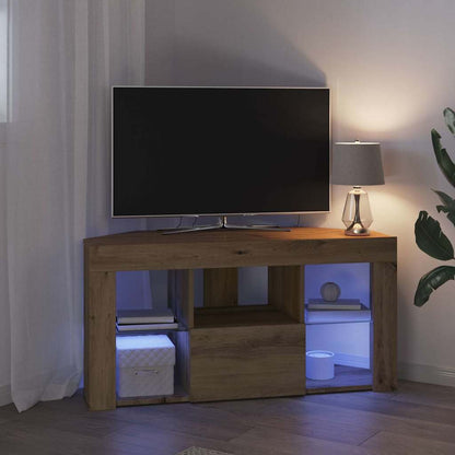 Mobile TV LED Angolare 100 x 40 x 50 cm Rovere artigianale