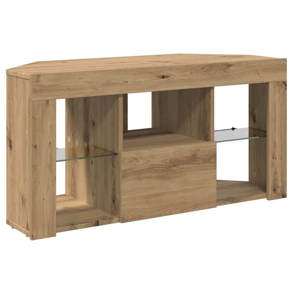 Mobile TV LED Angolare 100 x 40 x 50 cm Rovere artigianale | homemem39
