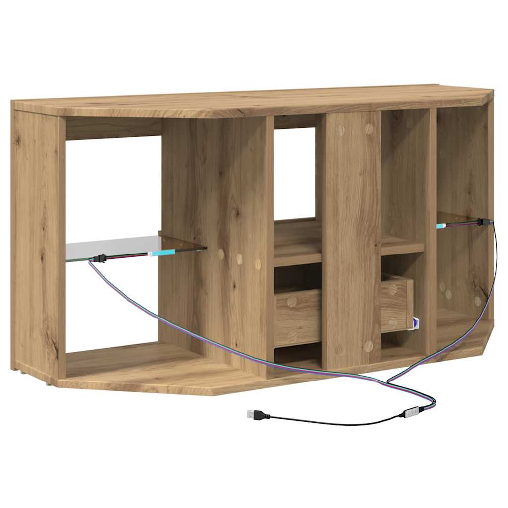 Mobile TV LED Angolare 100 x 40 x 50 cm Rovere artigianale | homemem39