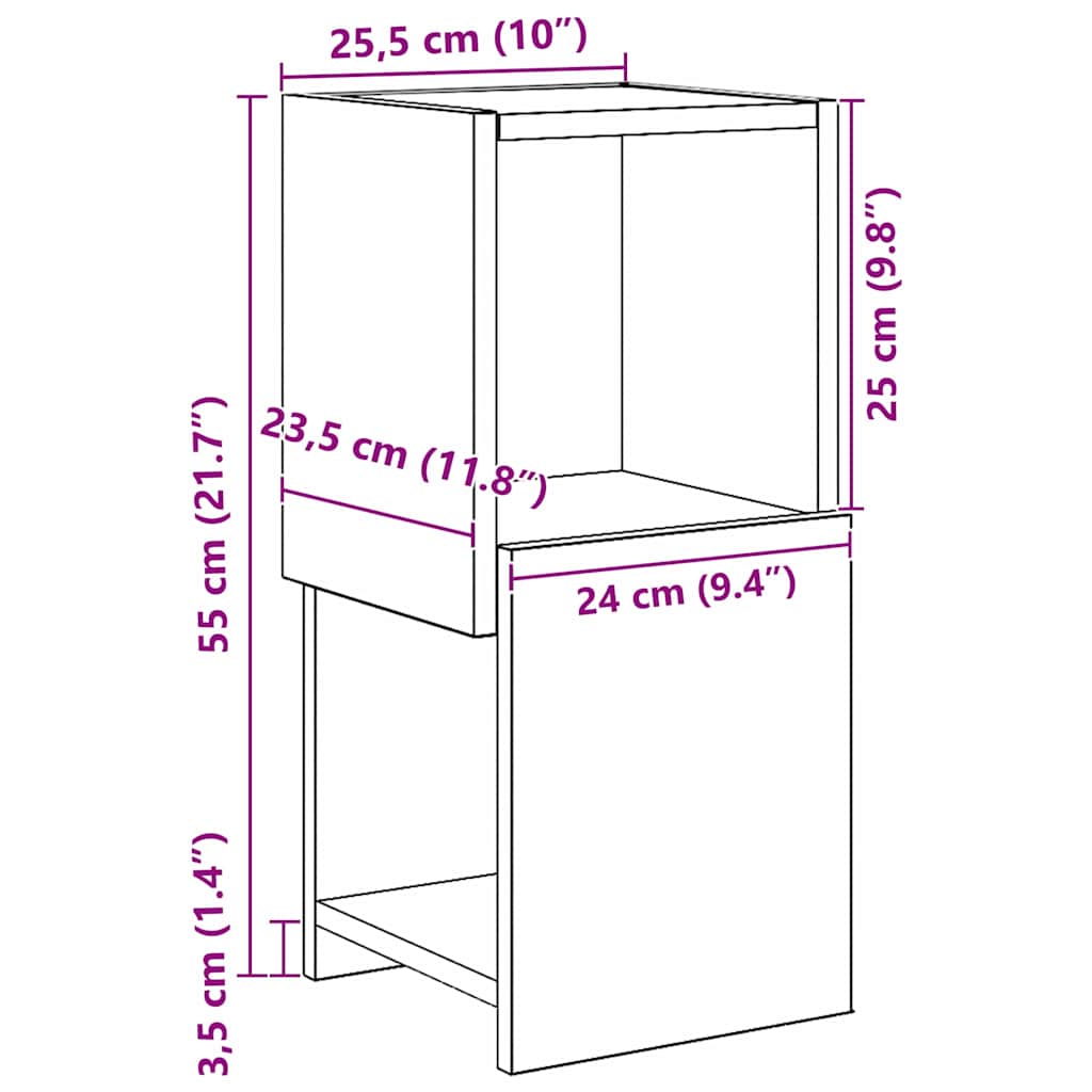 Mobile angolare 25,5x25x55cm Legno ingegnerizzato