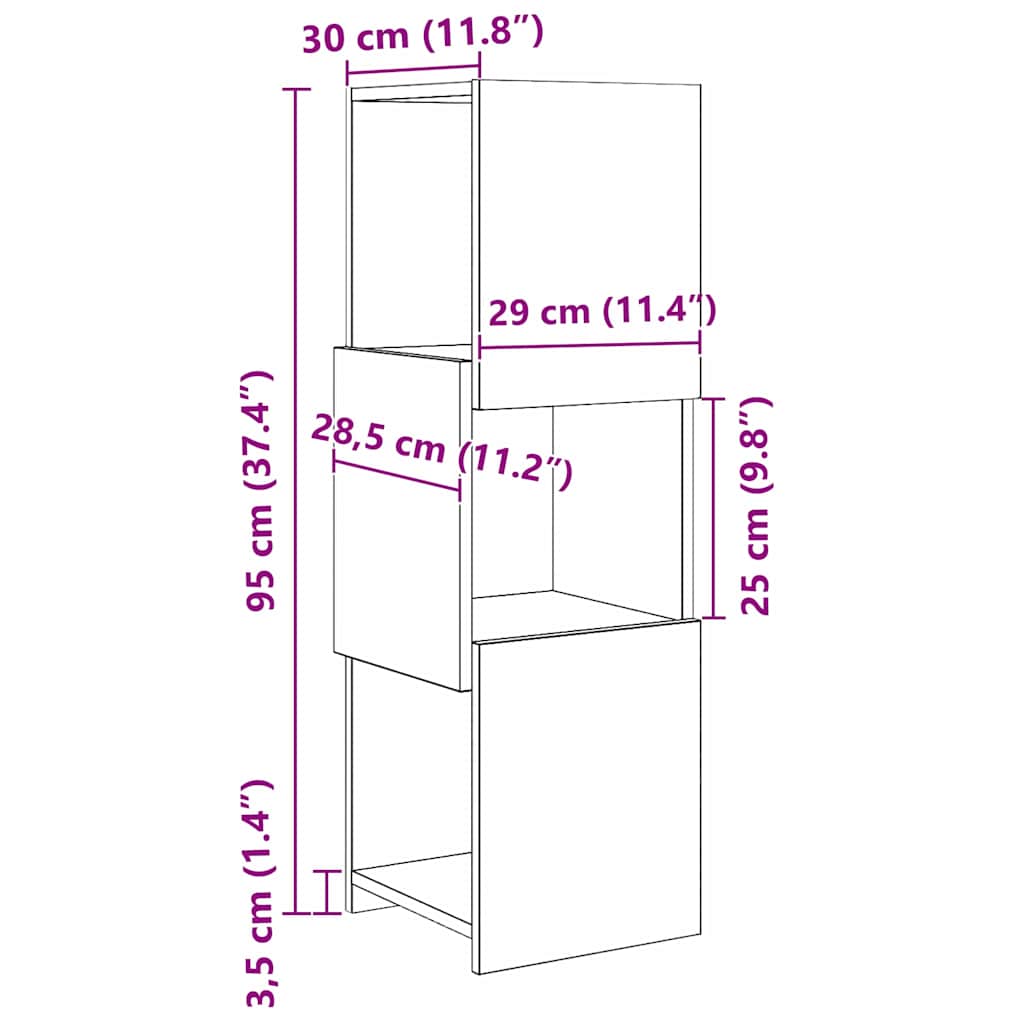 Mobile angolare 30,5x30x95cm Legno ingegnerizzato