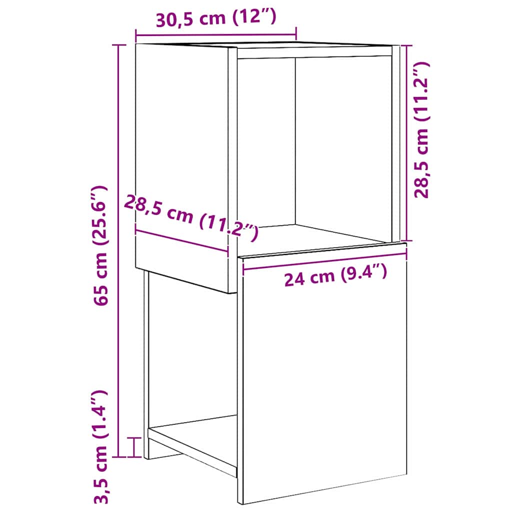 Mobile angolare 30,5x30x65cm Legno ingegnerizzato