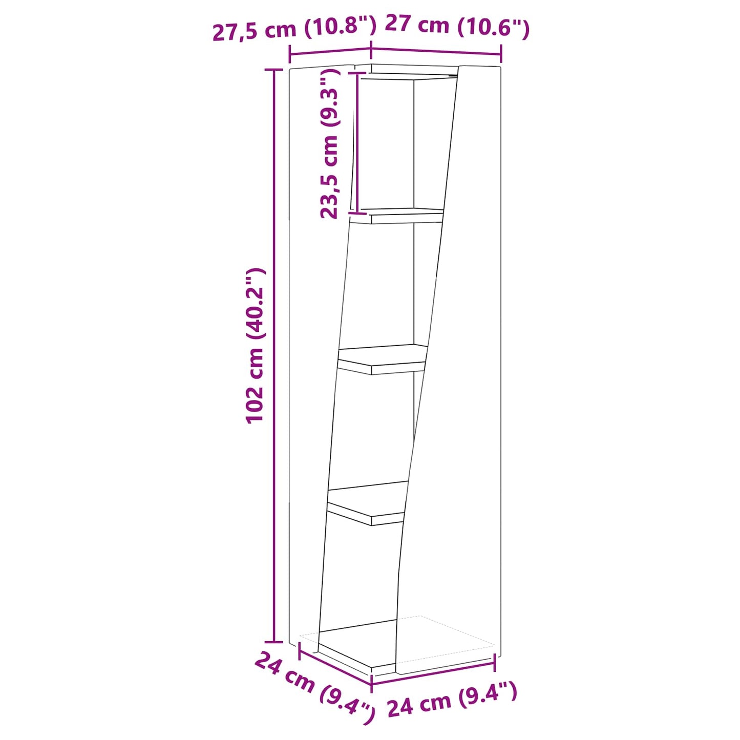 Mobile angolare 27,5x27x102cm Legno ingegnerizzato | homemem39