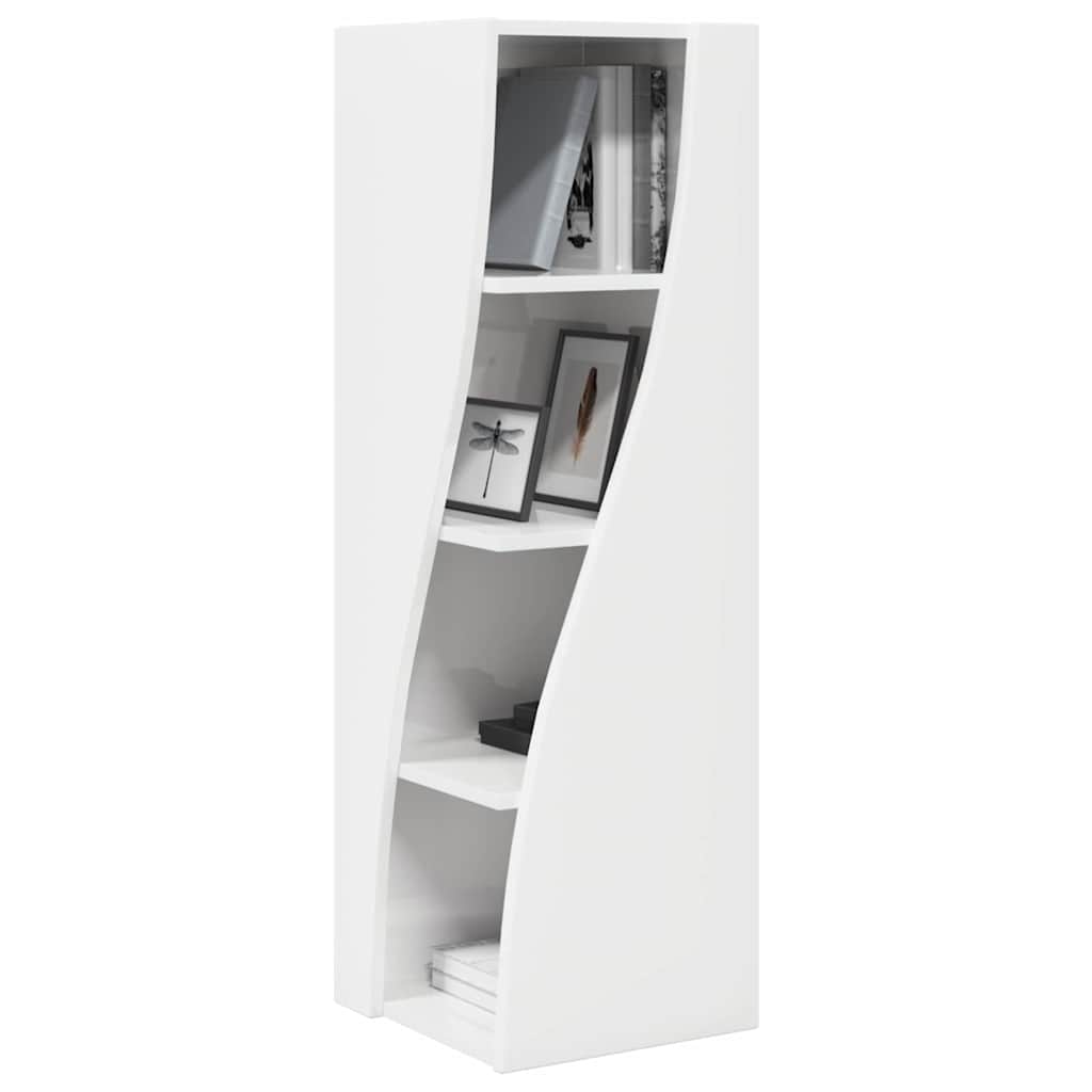 Mobile angolare Bianco Lucido 32x32x102cm Legno multistrato | homemem39