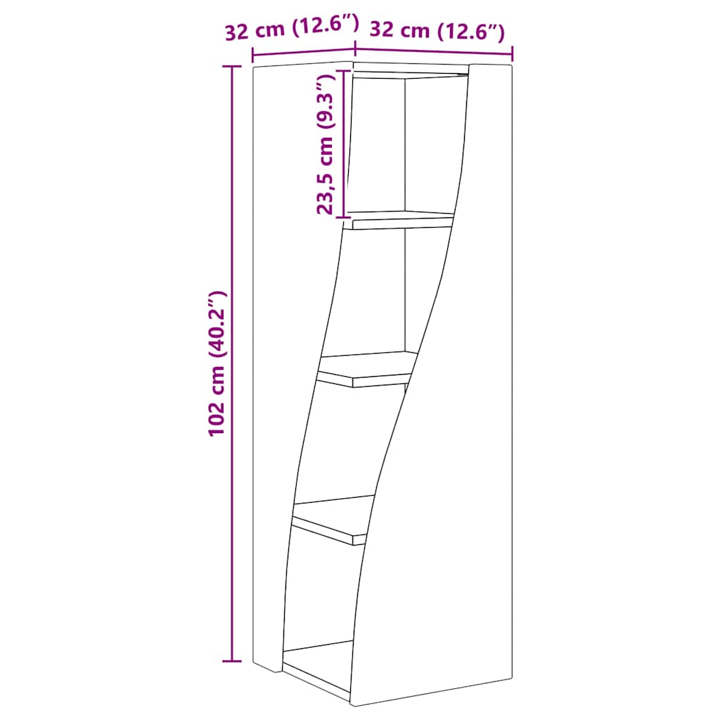 Mobile angolare Bianco Lucido 32x32x102cm Legno multistrato | homemem39