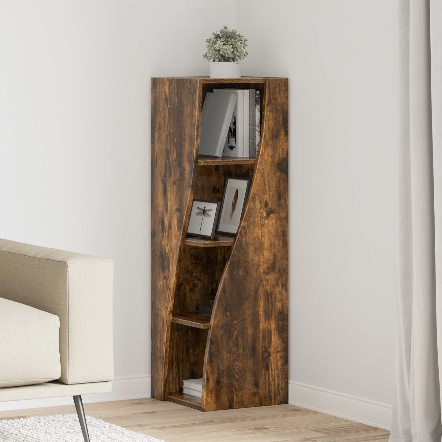 Mobile angolare Rovere fumé 32x32x102cm Legno multistrato