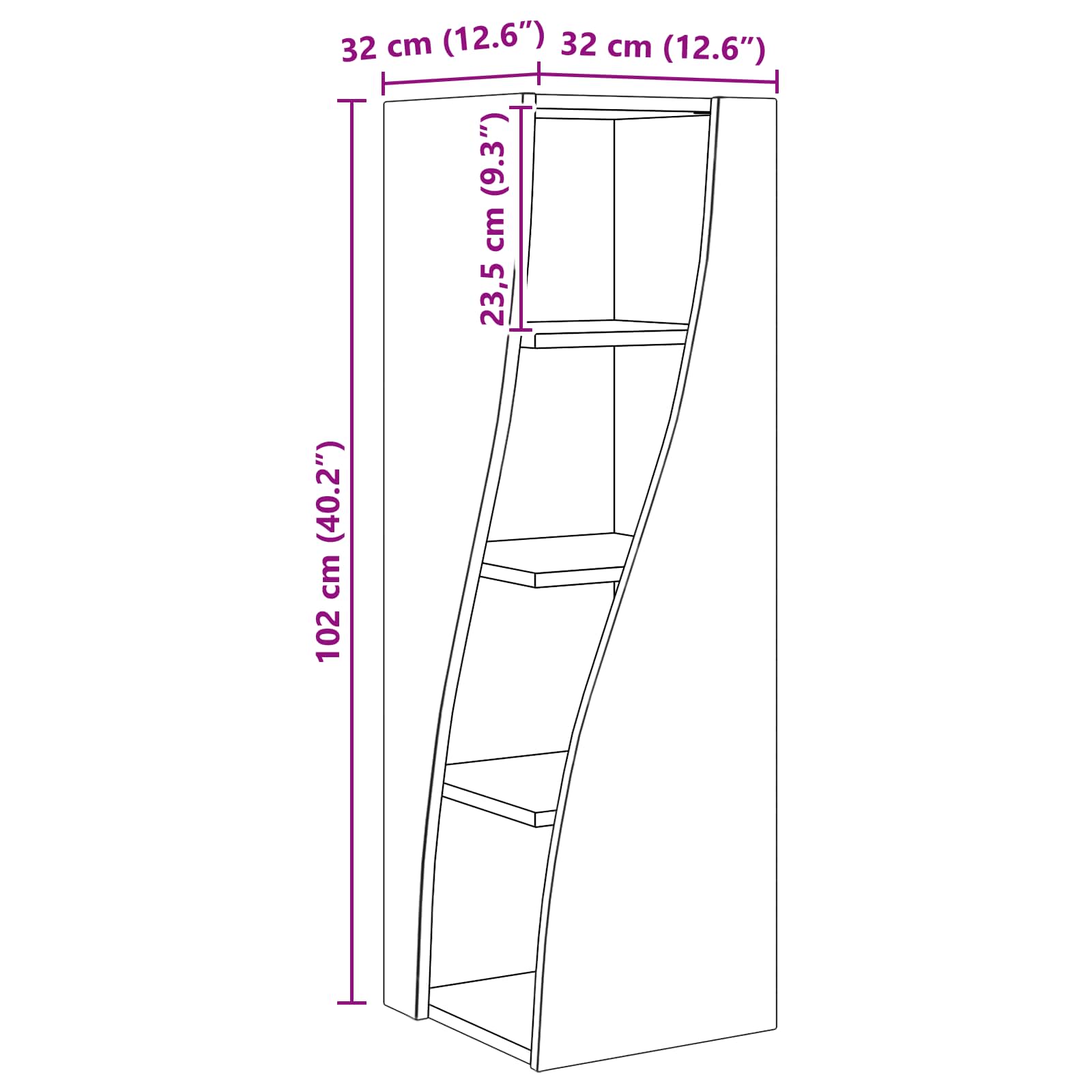 Mobile angolare 32x32x102cm Legno ingegnerizzato Legno vecchio | homemem39