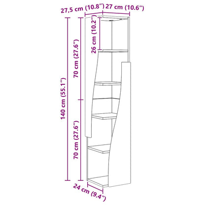 Mobile angolare Nero 27,5x27x140cm Legno multistrato | homemem39