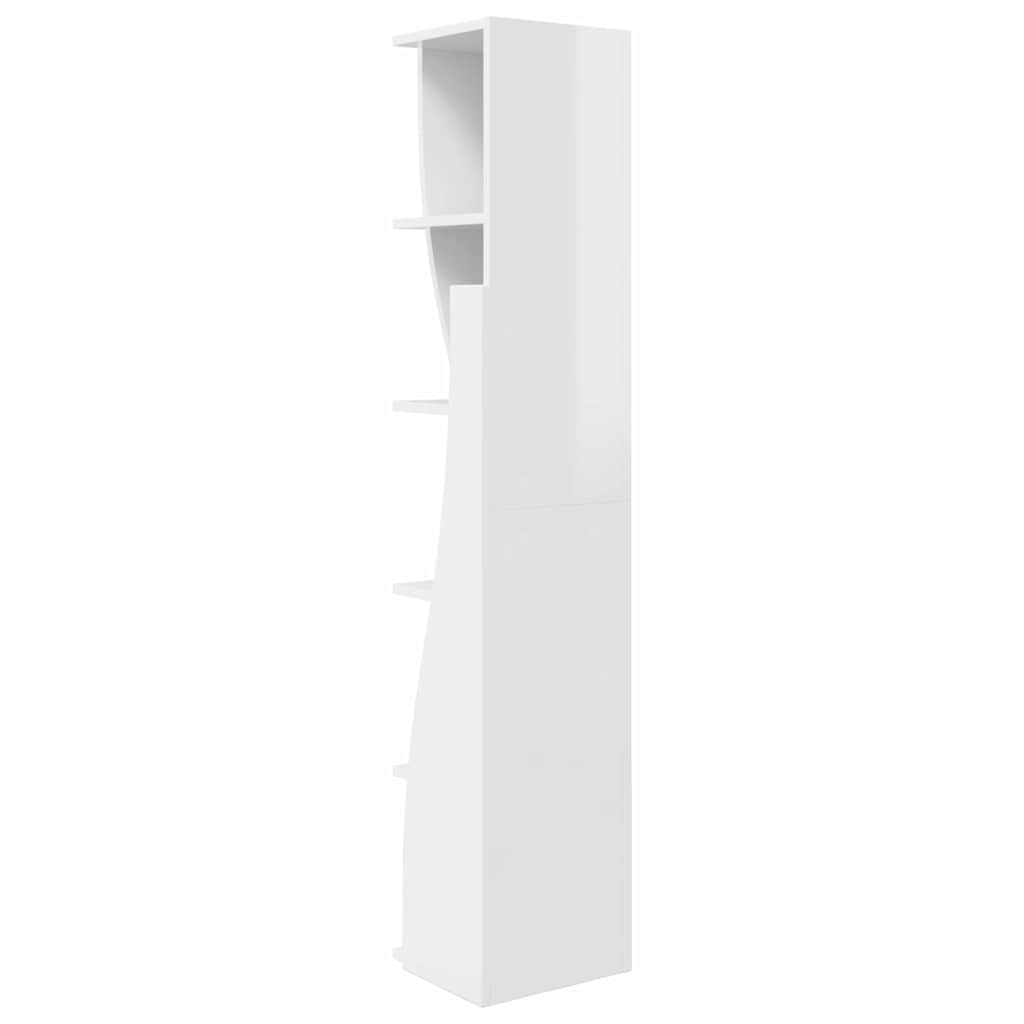 Mobile angolare Bianco Lucido 27,5x27x140cm Legno multistrato | homemem39