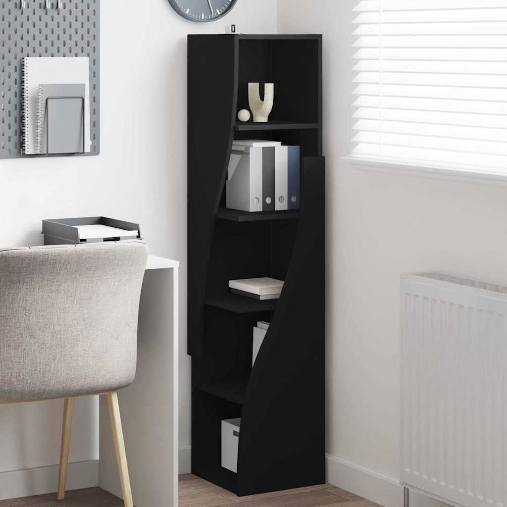 Mobile angolare Nero 32x32x140cm Legno multistrato | homemem39
