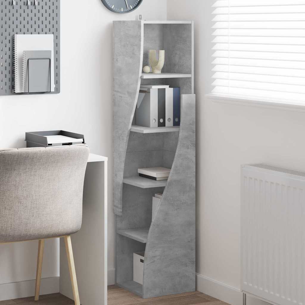 Mobile angolare Grigio cemento 32x32x140cm Legno multistrato | homemem39