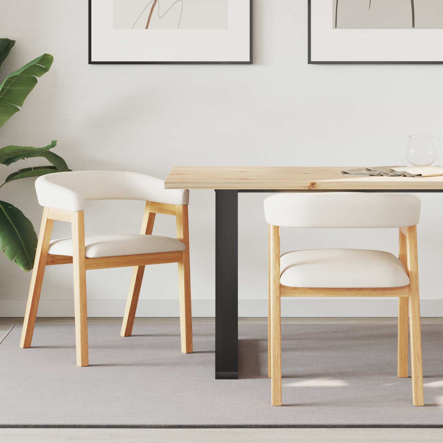 Sedie da pranzo 2 pcs Naturale 54 x 57 x 73 cm