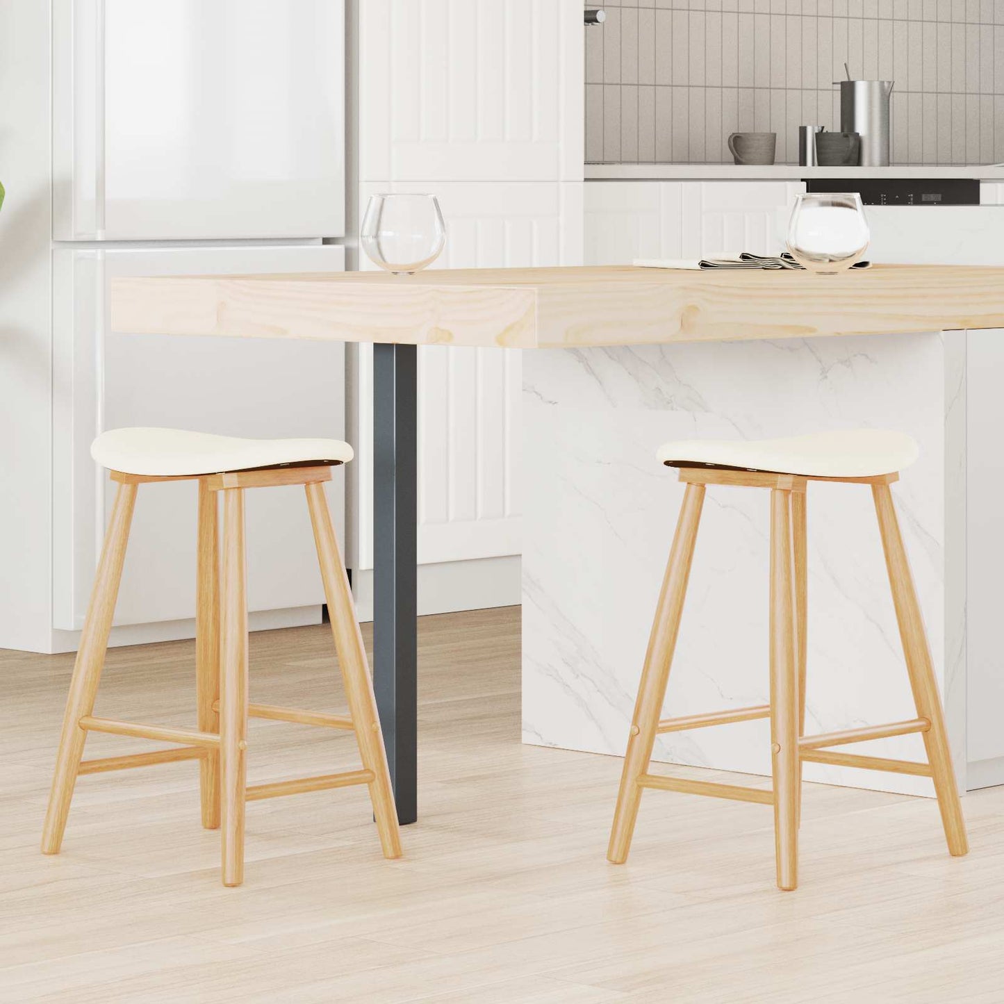 Sedie da pranzo 2 pcs Naturale 46 x 37 x 63 cm