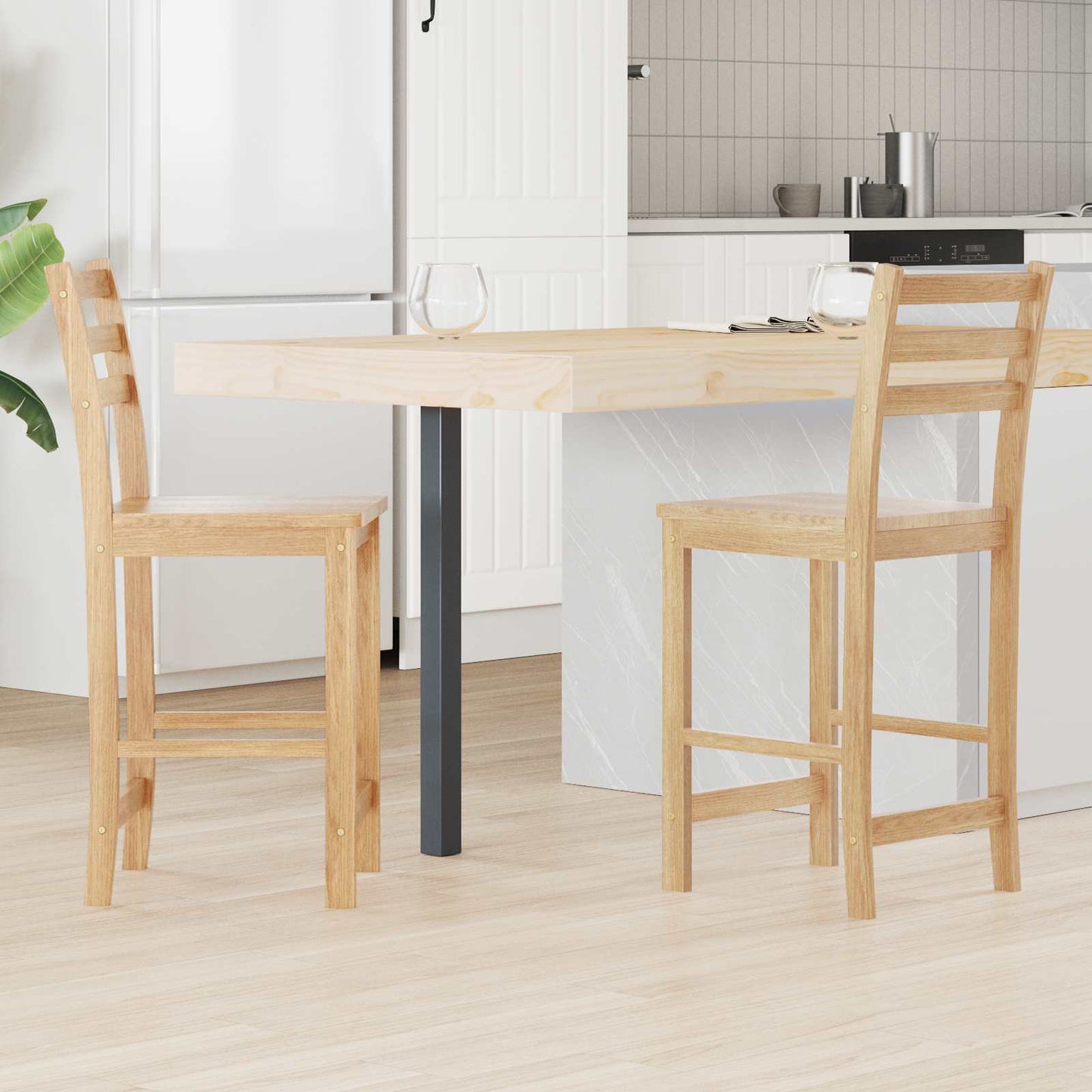Sedie da pranzo 2 pcs Naturale 40 x 47,5 x 99,5 cm | homemem39